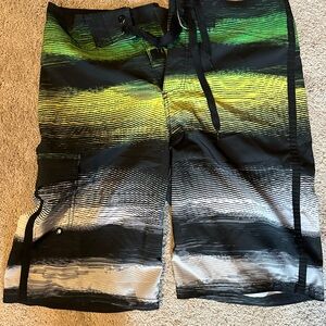 Mossimo Supply Co. Black and Green Board Shorts